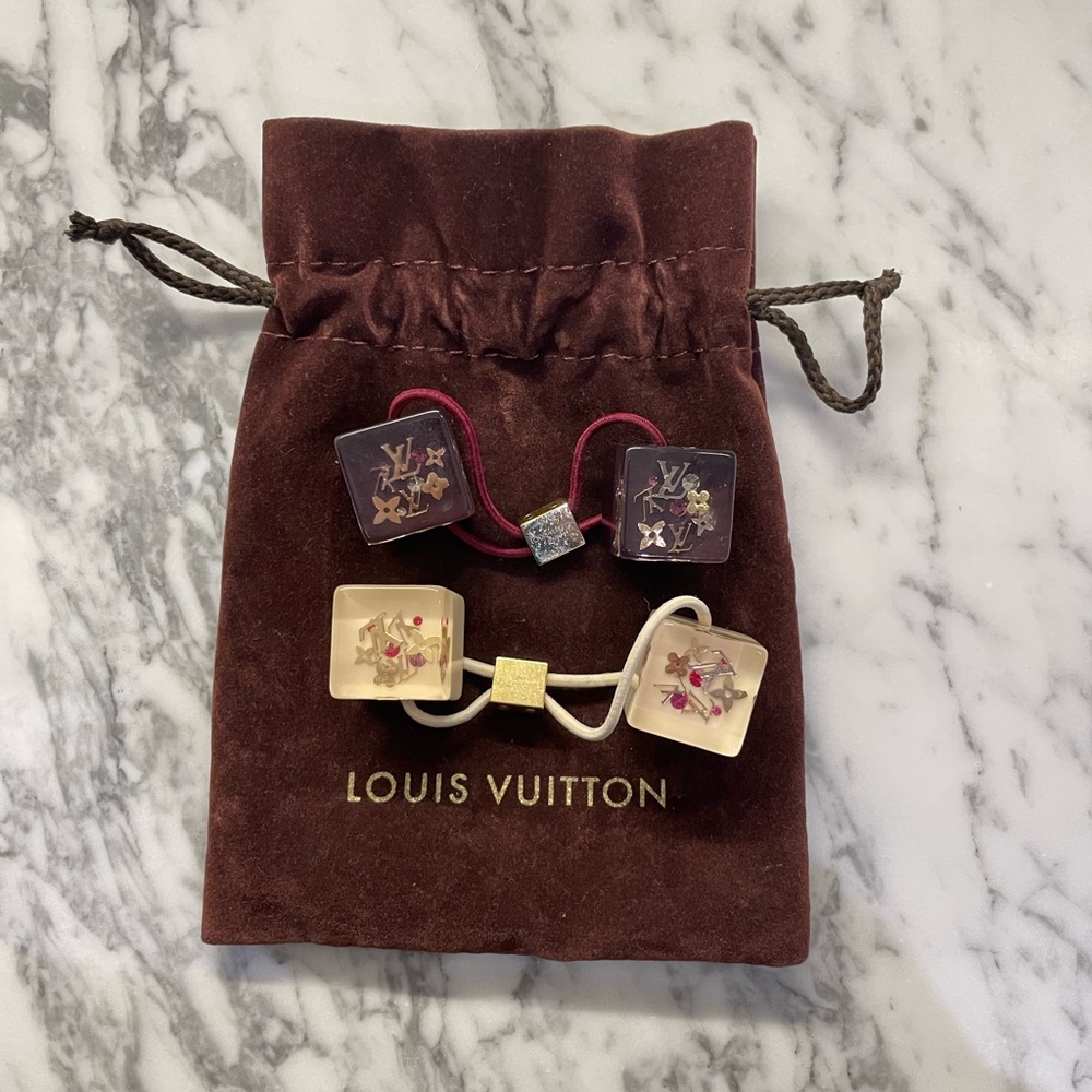 Louis Vuitton Acrylic Cube Logo Hair Elastic Tie.